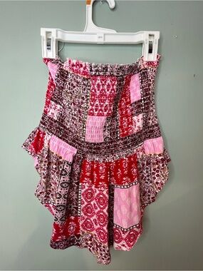 NWT New Look Patchwork Smocked Strapless Peplum Tube Top | Boho Festival